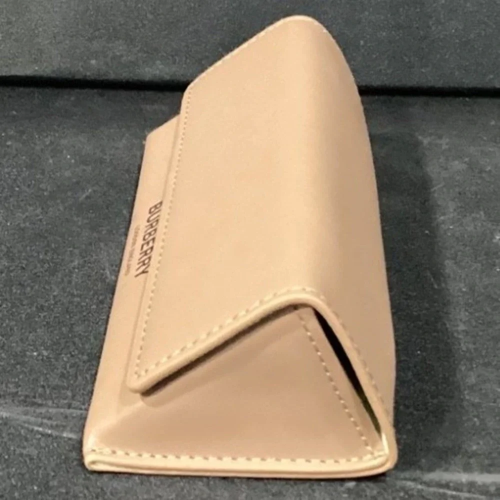 Burberry London England Tan Beige Foldable Eyewear Case‎ with Cleaning Cloth